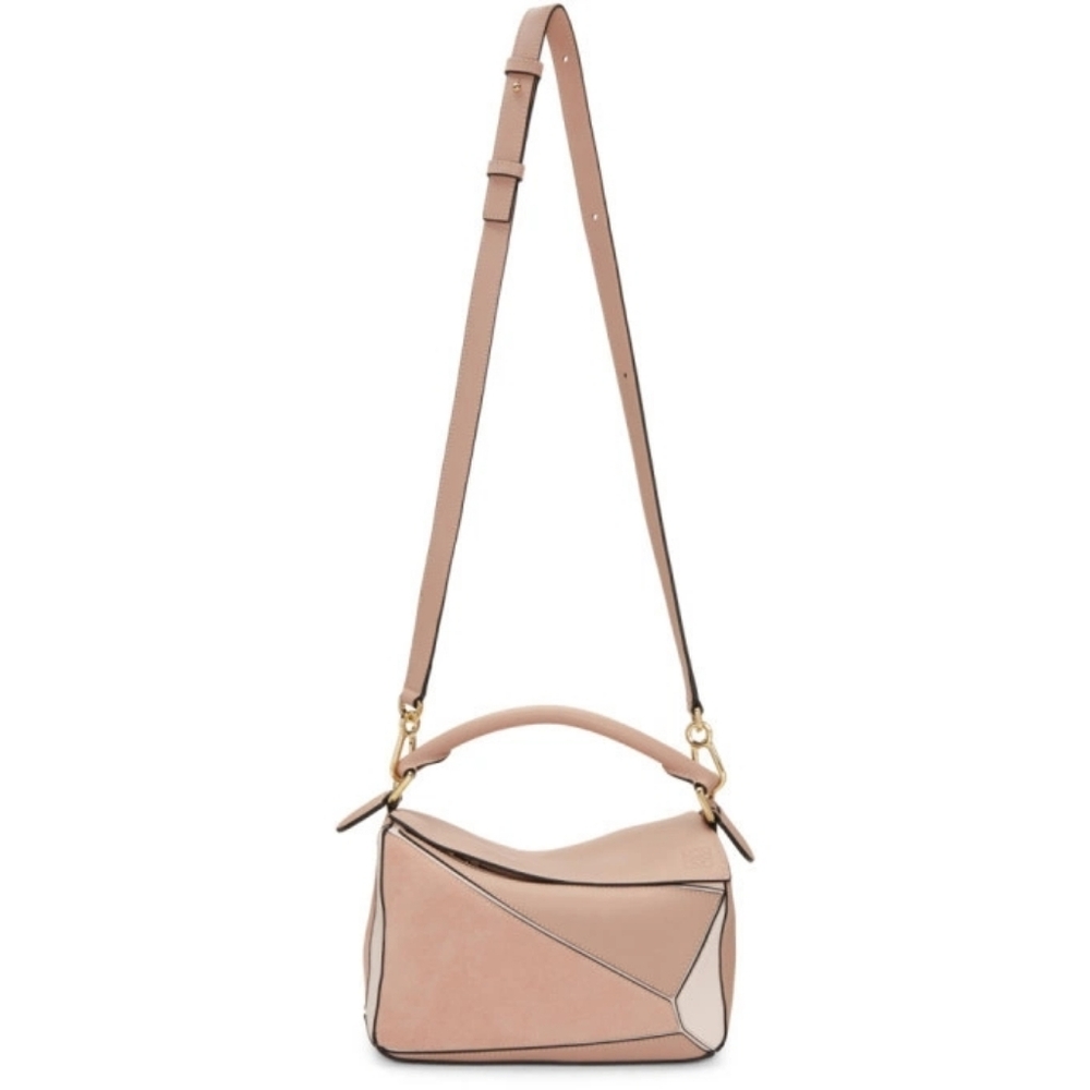 MSRP $4800 Like New! Loewe Small Puzzle Bag Pink Tricolor Leather & Suede - Picture 3 of 16